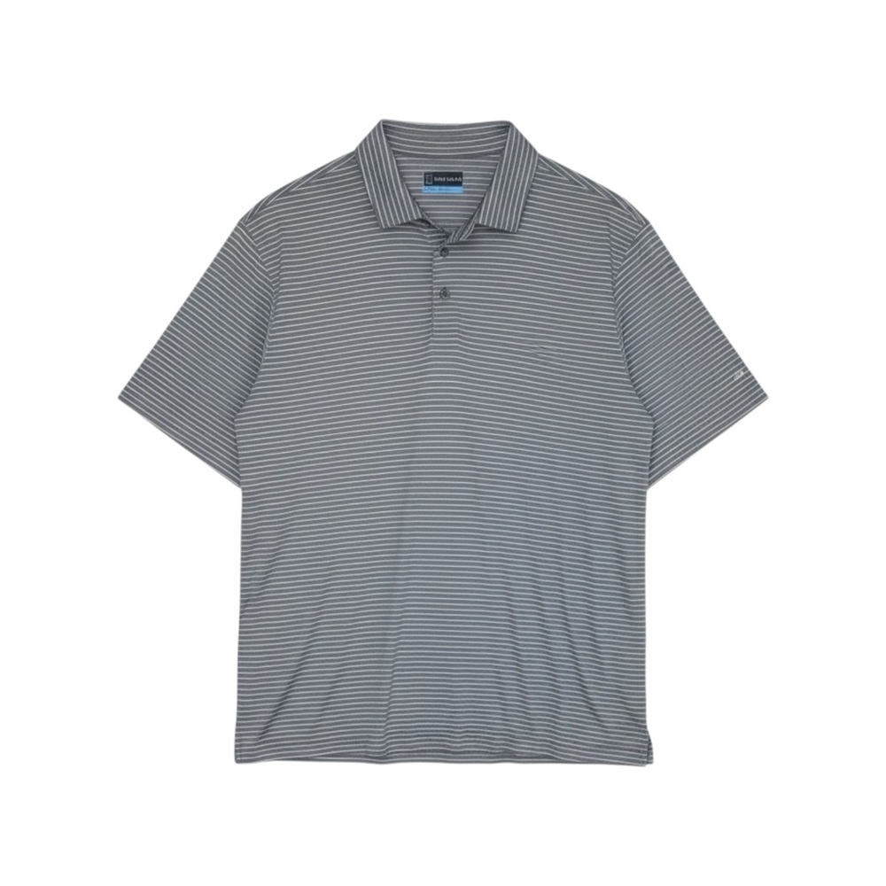 PGA Tour Striped Polo Golf Shirt Men’s XL Grey White